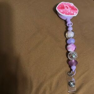 Purple Beaded Badge Reel